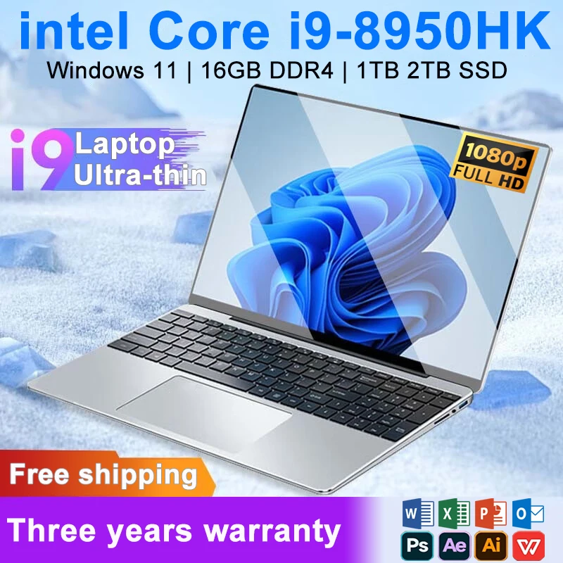 Portable Laptop Computer Windows 11 Pro Intel Core i9-8950hk 16GB DDR4 1TB 2TB SSD i9 Laptop Computer PC Gaming laptops Pc Gamer