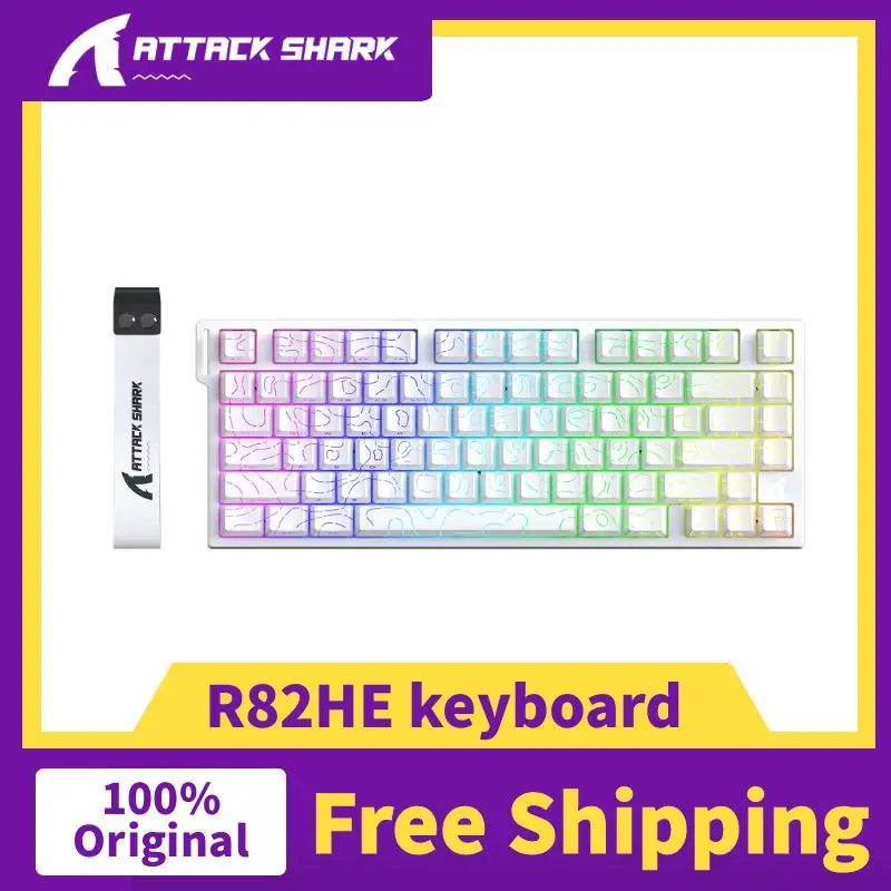 

ATTACK SHARK R82HE Gaming Keyboard Magnetic 75% Wired 8000Hz Rapid Trigger ProGamer Keyboard,0.005mm RT Accuracy,0.08ms Latency