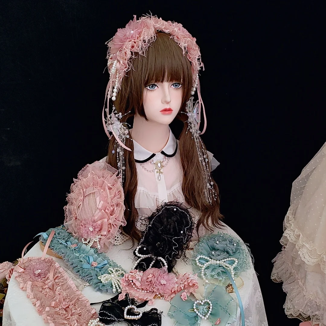 

Ожерелье-чокер в стиле Лолиты ручной работы, кружевное жемчужное ожерелье, аксессуар для косплея, винтажное женское ожерелье Kawaii