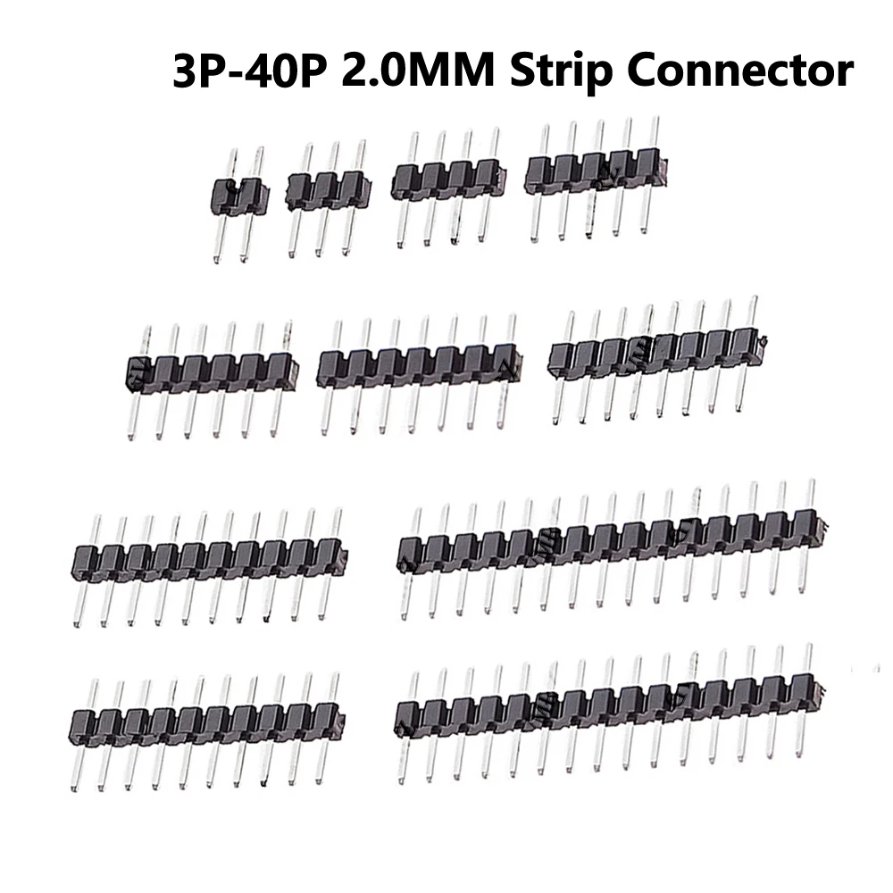 10PCS 1x7P 1x40P 2.0MM Strip Connector Socket 2MM 1X2/3/4/5/6/7/40 PIN 8p/10p/15p/40p Single Row Straight Male PIN