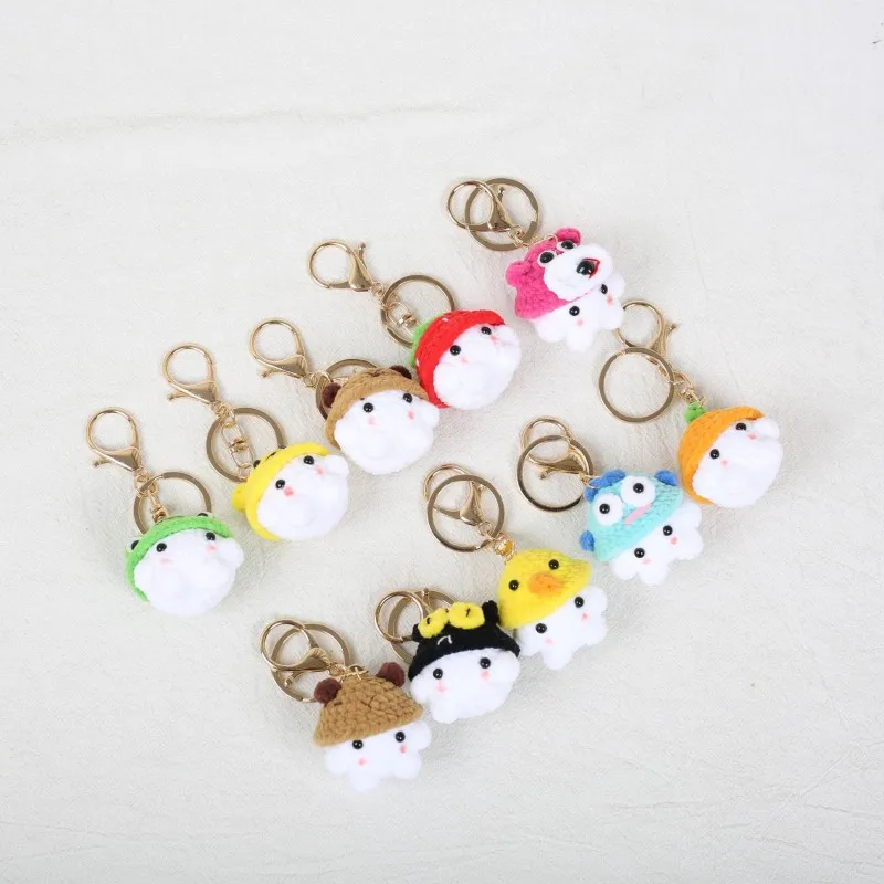 

Mini Cartoon Animal Doll Series Crochet Keychain Funny Little Sprite Doll Knitted Keyrings Wholesale Handmake Crochet Keyrings