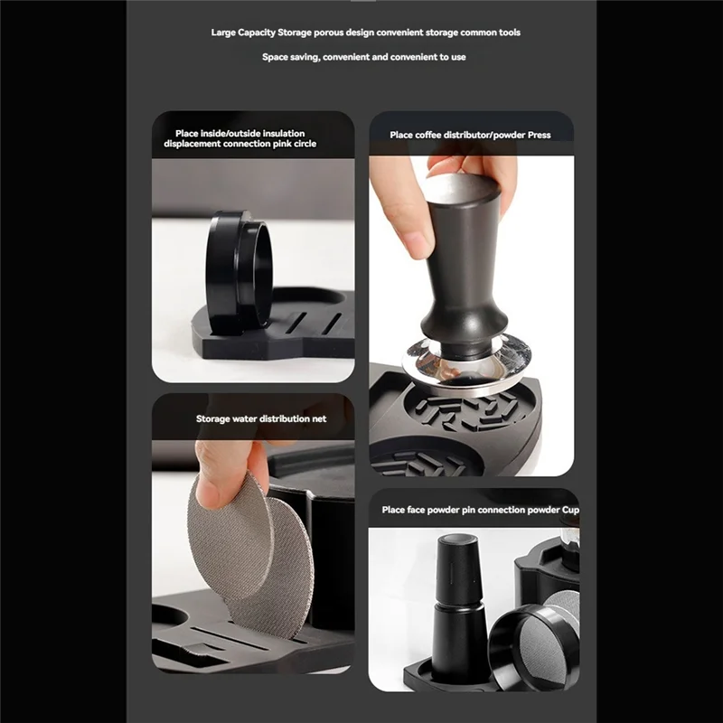 Aksesori Pegangan Mesin Kopi 51/54/58Mm Dispenser Bubuk Pegangan Silikon Universal Dispenser Tempat Duduk Jarum Mendukung C-A