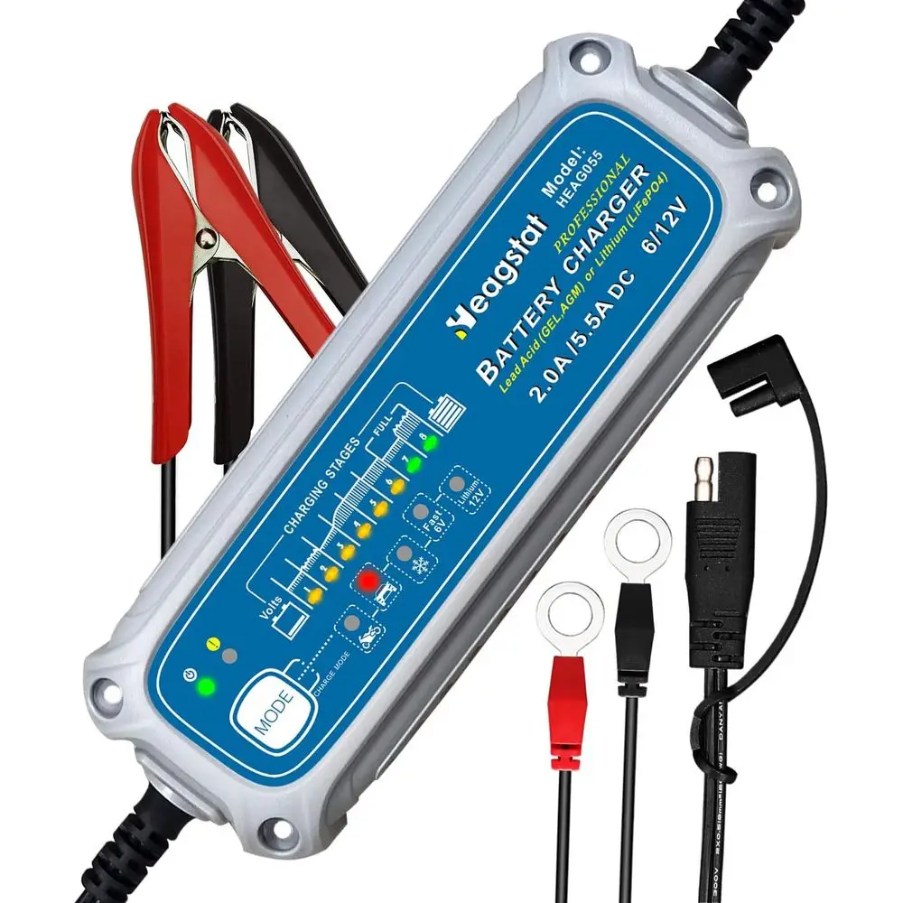 

8-Stage Automatic Battery Maintainer for Car, Motorcycle, Lawn Mower, SLA, ATV, Boat, AGM, GEL CELL, Lead Acid, 12V Lithium Batt