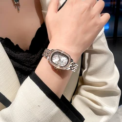 Luxury Diamond Women Watches Stainless Steel Quartz Wrist Watch Ladies Gift Clock Oval Roman Numeral Fashion Wristwatch