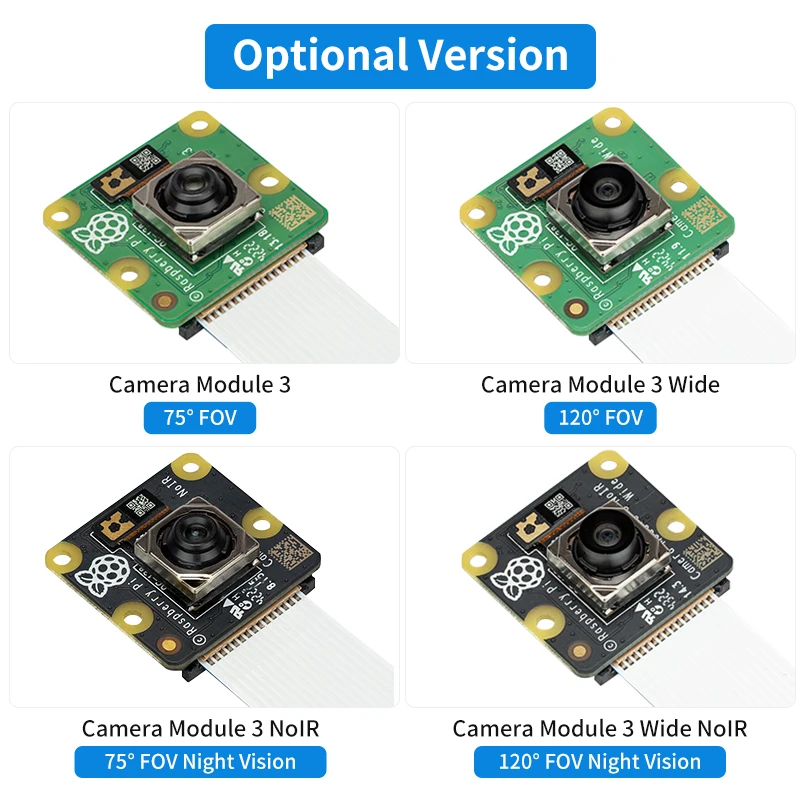 Raspberry Pi Camera Module 3 IMX708 Sensor 12MP Auto-Focus 75° 120° FOV Optional NoIR Version for Raspberry Pi 4B 3B+ 3B