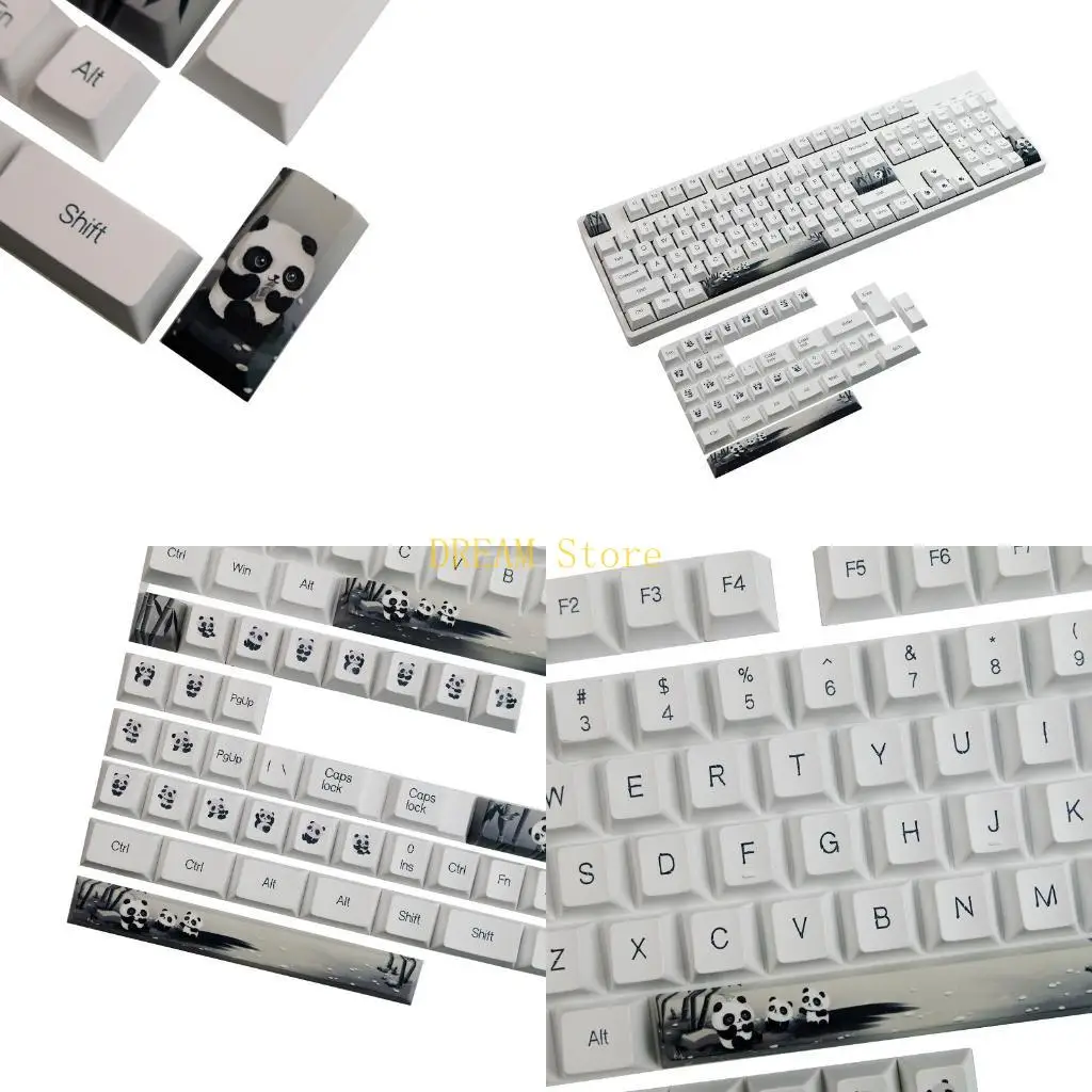 Panda Keycaps PBT Sublimation for MX Switches Cherry Mechanical Keyboards 142 Keys 7U Spacebar 1.75u 2u Shift Best Sale