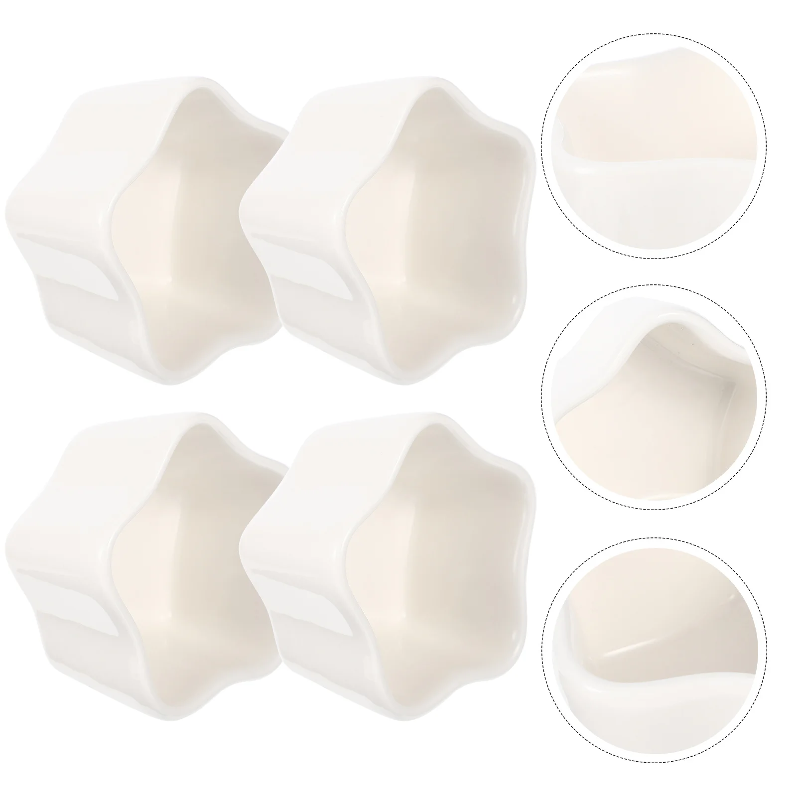 

4Pcs Small Ceramic Dipping Bowls Star Design Sauce Dishes for Sushi Jam Butter Nuts Candies Party Appetizer Serving Containers