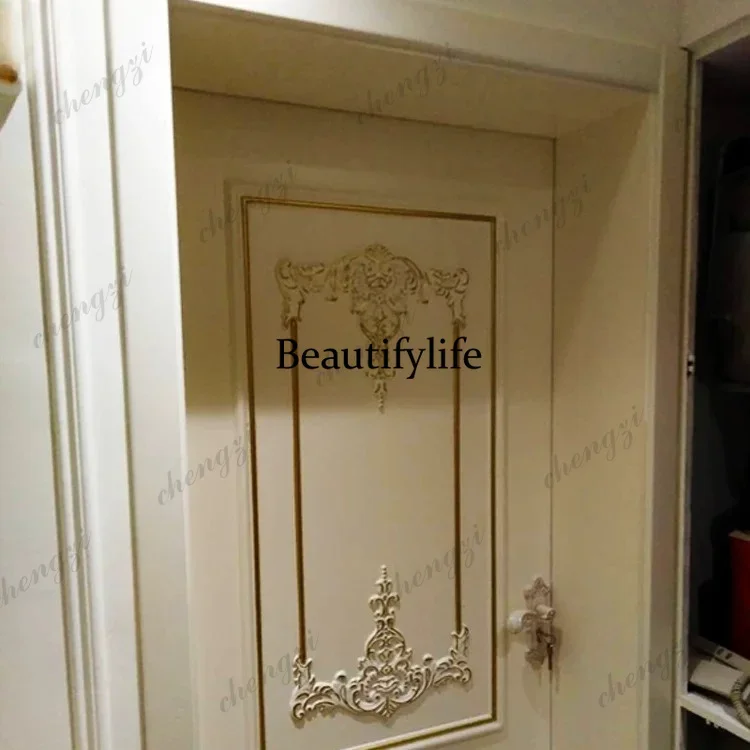 Y136 Y136 White European-style villa high-end custom kitchen and bathroom bedroom room paint engraving gold flat wood set wooden