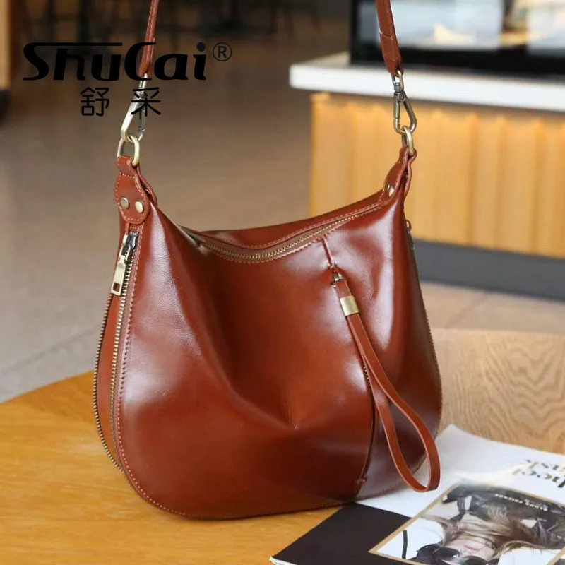 

Genuine Women's Underarm Bag For Women Vegetable Tanned Leather Commuter Shoulder Bag Cowhide Crossbody Women's Bag