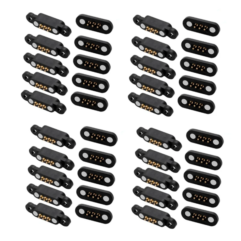 20Pairs 3Pin Spring Loaded Magnetic Pogo Pin Connector 3 Positions Magnets Pitch 2.3MM Through Holes Male Female Probe