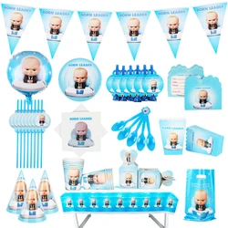 New Baby Boss Boy's Favorite Birthday Party Balloon Decoration Disposable Tableware Background Cake Rack with Hand Gift