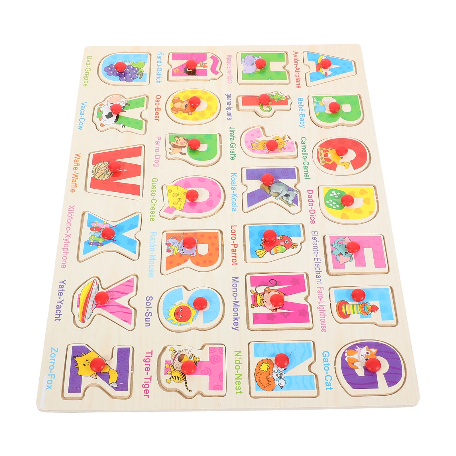 

1 Set Spanish Puzzle Board Educational Wooden Early Learning Shape Matching Game for Toddlers Preschool Hand Eye Coordination