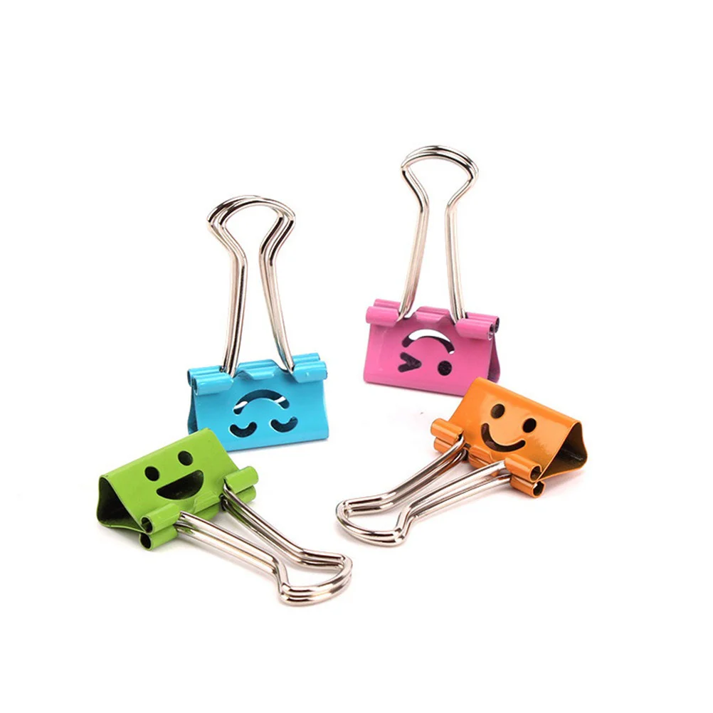 40 Pcs Colored Folders Large Binder Clips Smile Mini Binders File Paper Clip-on Office