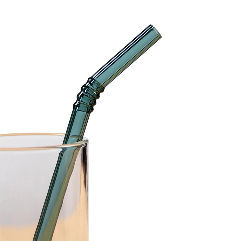 Glass Straw Colored Reusable Drinking Glass Straws Borosilicate Glass Straw for Smoothies Cocktails Drinking Bar Accessories