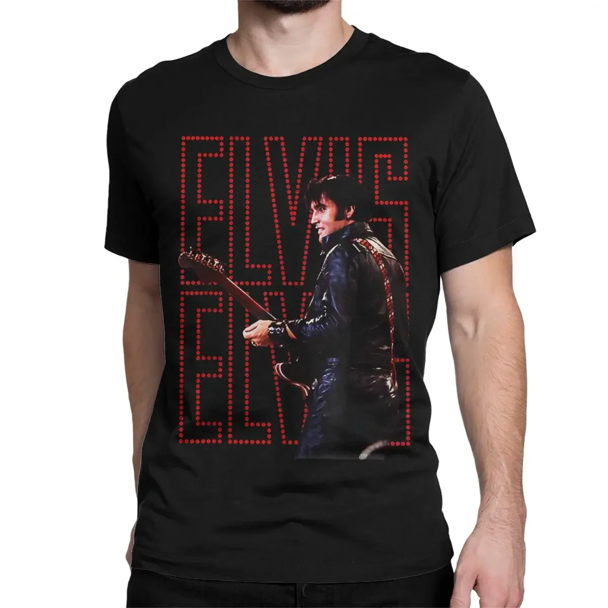 Men's T-Shirt E-Elvis Presley Vintage Cotton Tees Short Sleeve T Shirt Crewneck Clothes Plus Size