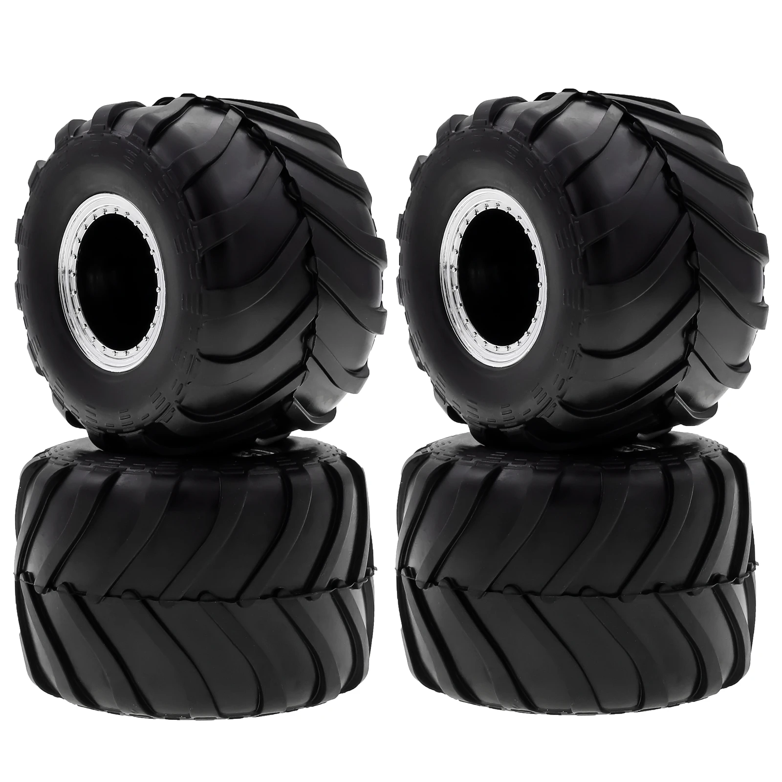 Remote Control Crawler Rubber Car Silvery Tires 4PCS 72*49mm Replacement for Axial SCX24 FMS FCX24 AX241/24 Remote Control Truck