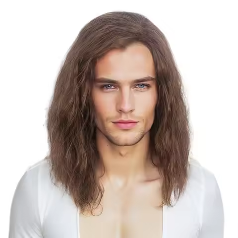 40cm/15.7inch Men's fluffy short curly hair, brown wig, Halloween role-playing wig, anime clothing wig