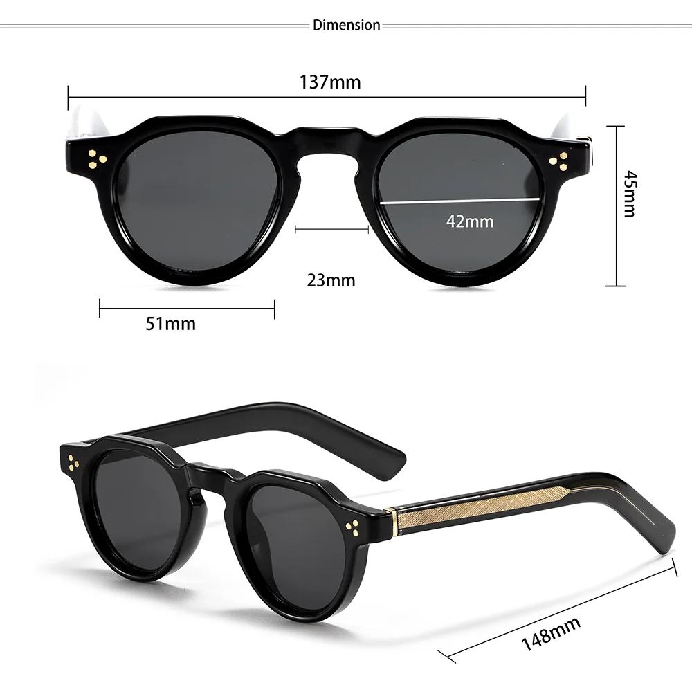 CATERSIDE Modische Runde Sonnenbrille für Damen und Herren, UV400-Schutz, kleiner Rahmen, Retro-Outdoor-Sonnenbrille zum Autofahren und Wandern – Detail 7