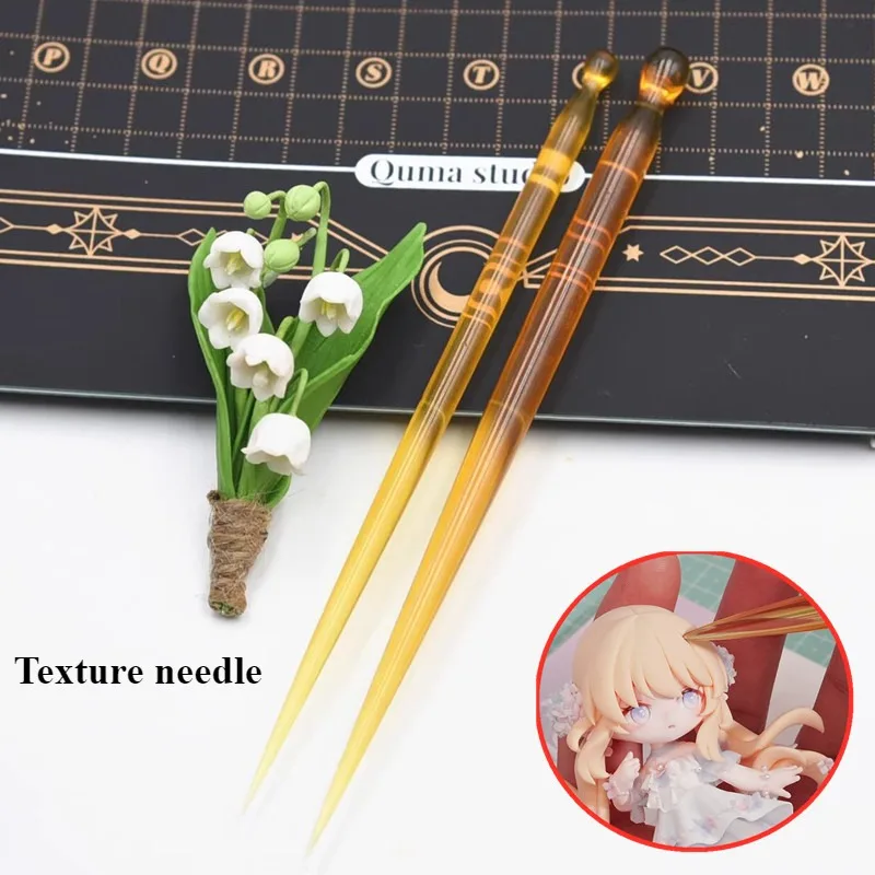 Ultra-light Clay Aviation Material Stick/Needle DIY Polymer Clay Sculpture Flower Doll Pleated Texture Surface Molding Tool Set