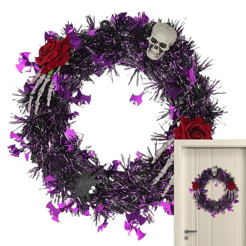 

Halloween decoration wreath Skull Wreath Creepy Skull Hand Design Wreath Decor Artificial Rose Skull Wreath For Front Door