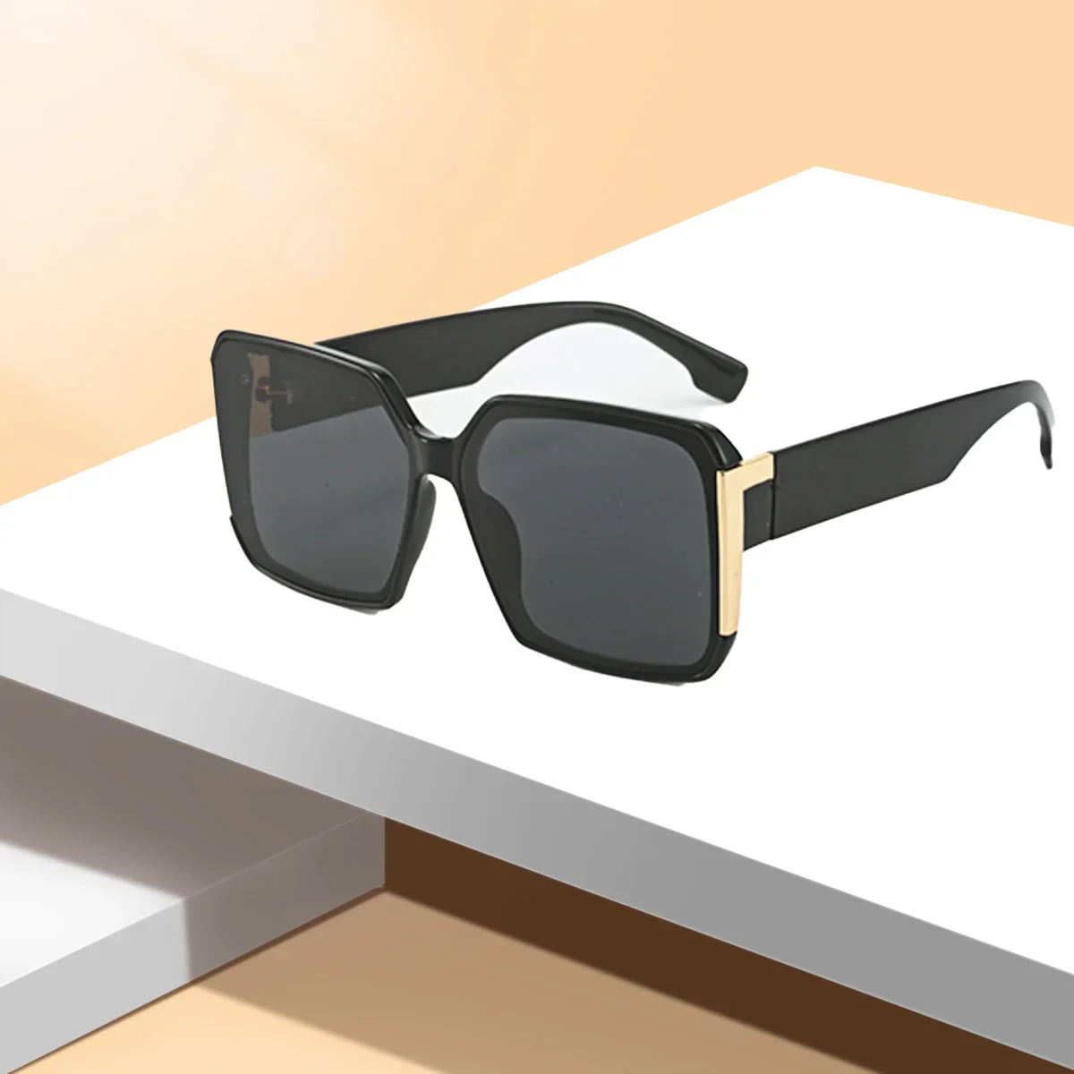Vintage Men Women Big Sunglasses Men Square Shades Brand Designer Unisex Sun Glasses Black Lense Male Female Sunglasses UV400