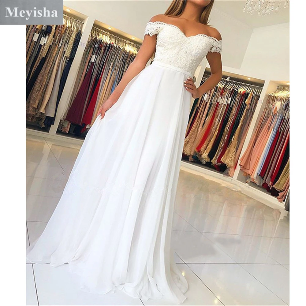 ZJ9205 Romantic Pregnant Chiffon Wedding Dresses Lace Off Shoulder Sleeveless A Line  2023 Keyhole Back Beach Bridal Gowns