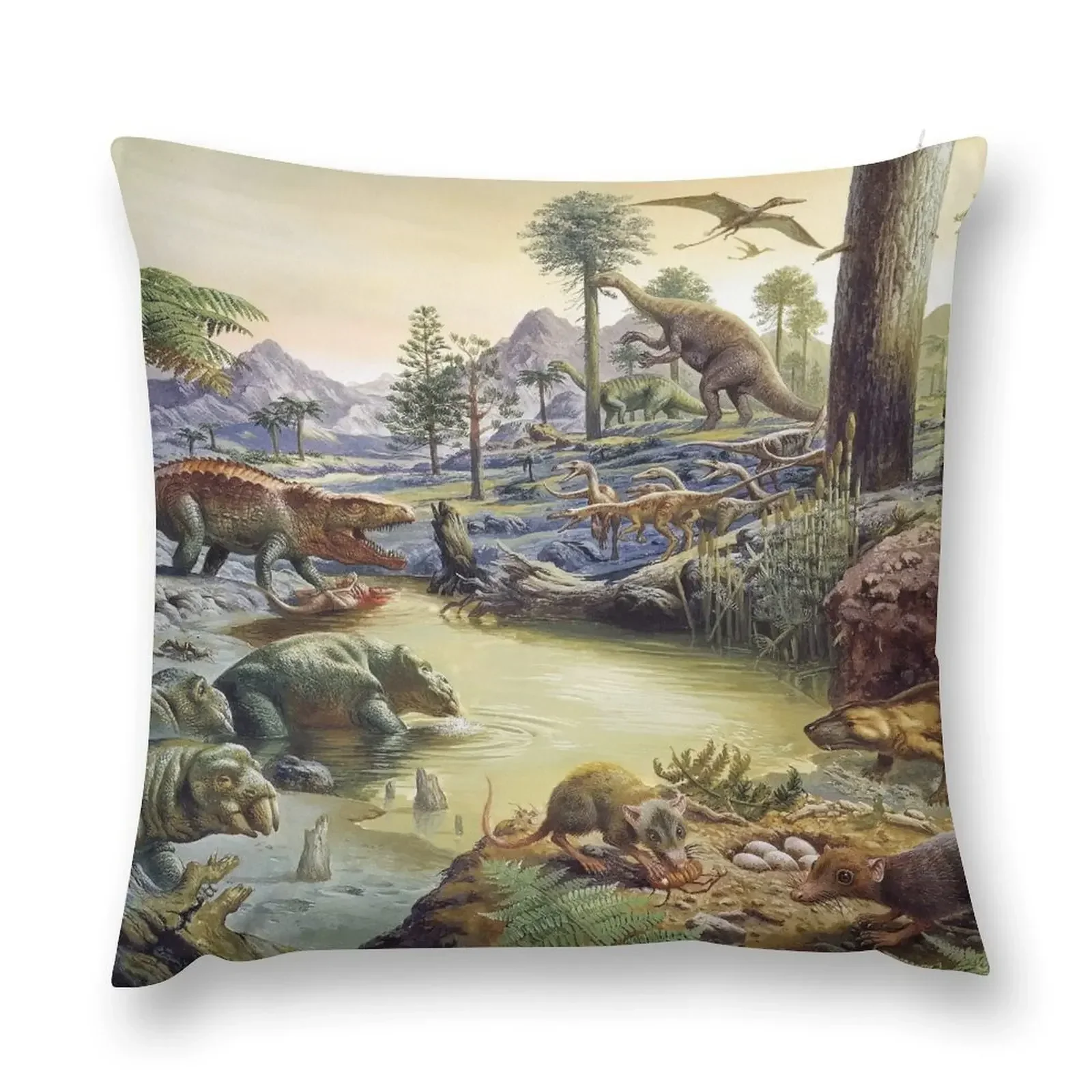 Prehistoric Triassic Period Landscape Throw Pillow Custom Cushion Christmas Throw Pillows Covers Cushion Cover Luxury pillow