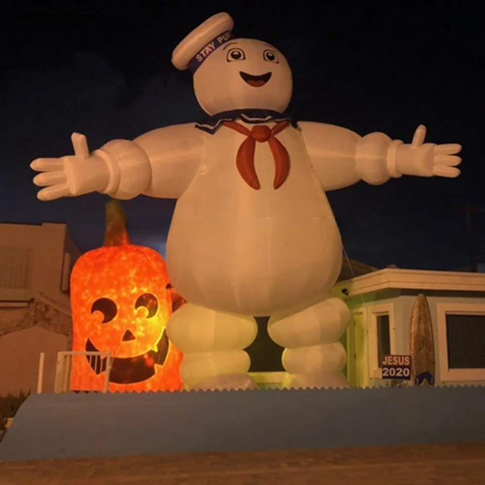 Beleuchtung Ghostbusters Stay Puft Aufblasbarer Marshmallow-Mann für Werbung, aufblasbares Poolspielzeug, aufblasbare Wasserrutsche