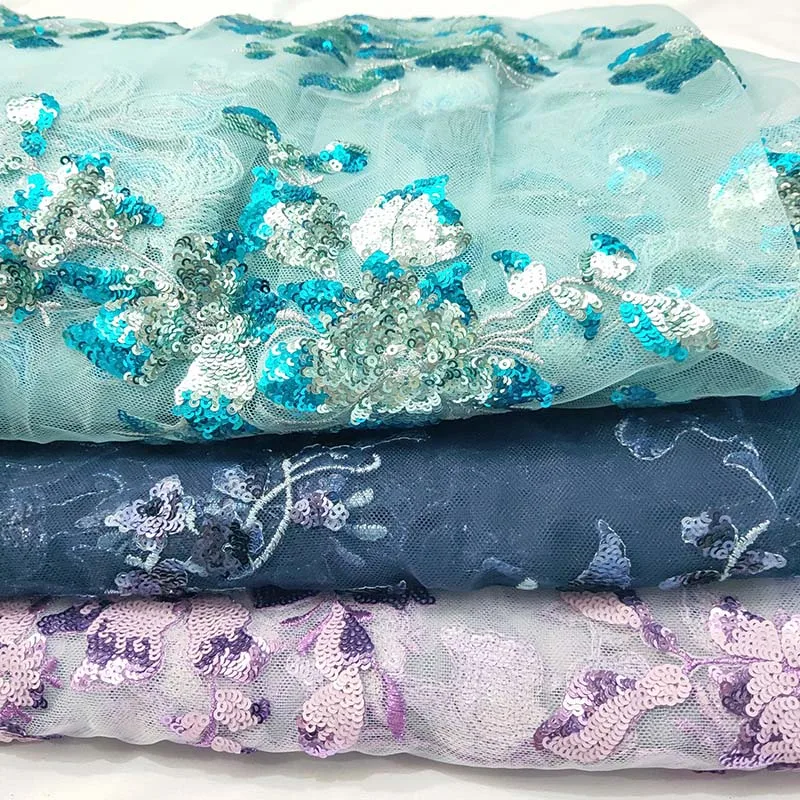 28*16CM 3d Flower Sequin Embroidery Fabric Lace Applique Sew on Patches,Bodice Beaded Appliques Sewing Supplies For Dress