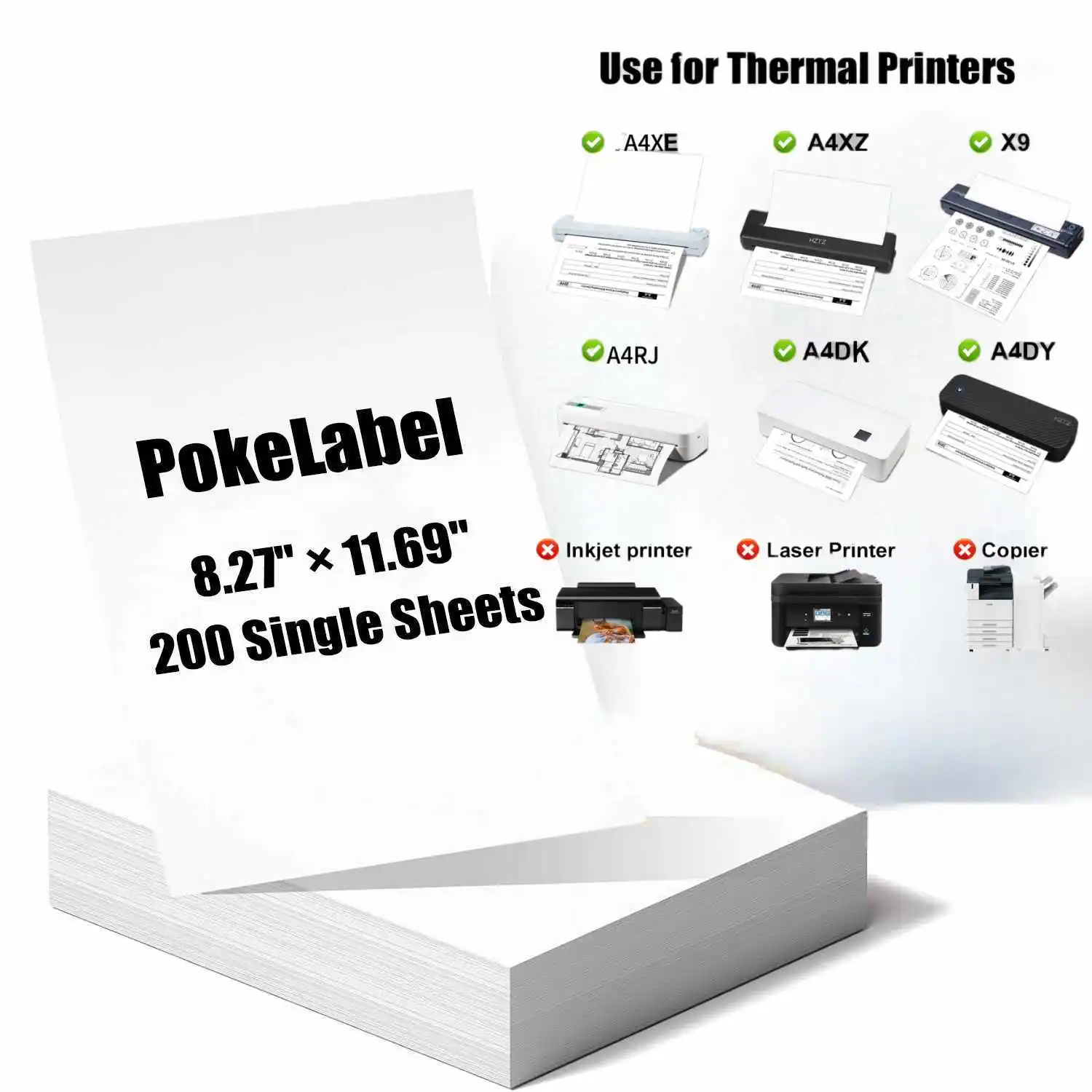 200 sheets of A4 thermal printing paper, fast drying, multi-purpose image printing, compatible with HZTZ logo A4 printers