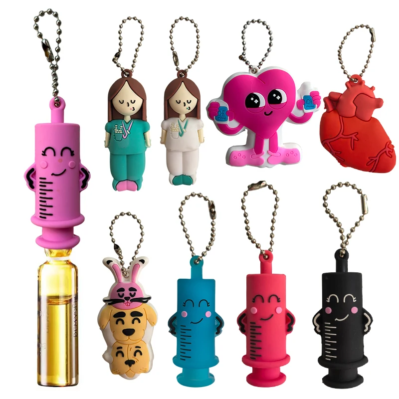Cute Ampoule Bottle Opener Keychain Syringe-Shaped Cutter Nurse Doctor Ampoule Bottle Opener Aid Medication Vial Breaker Tool