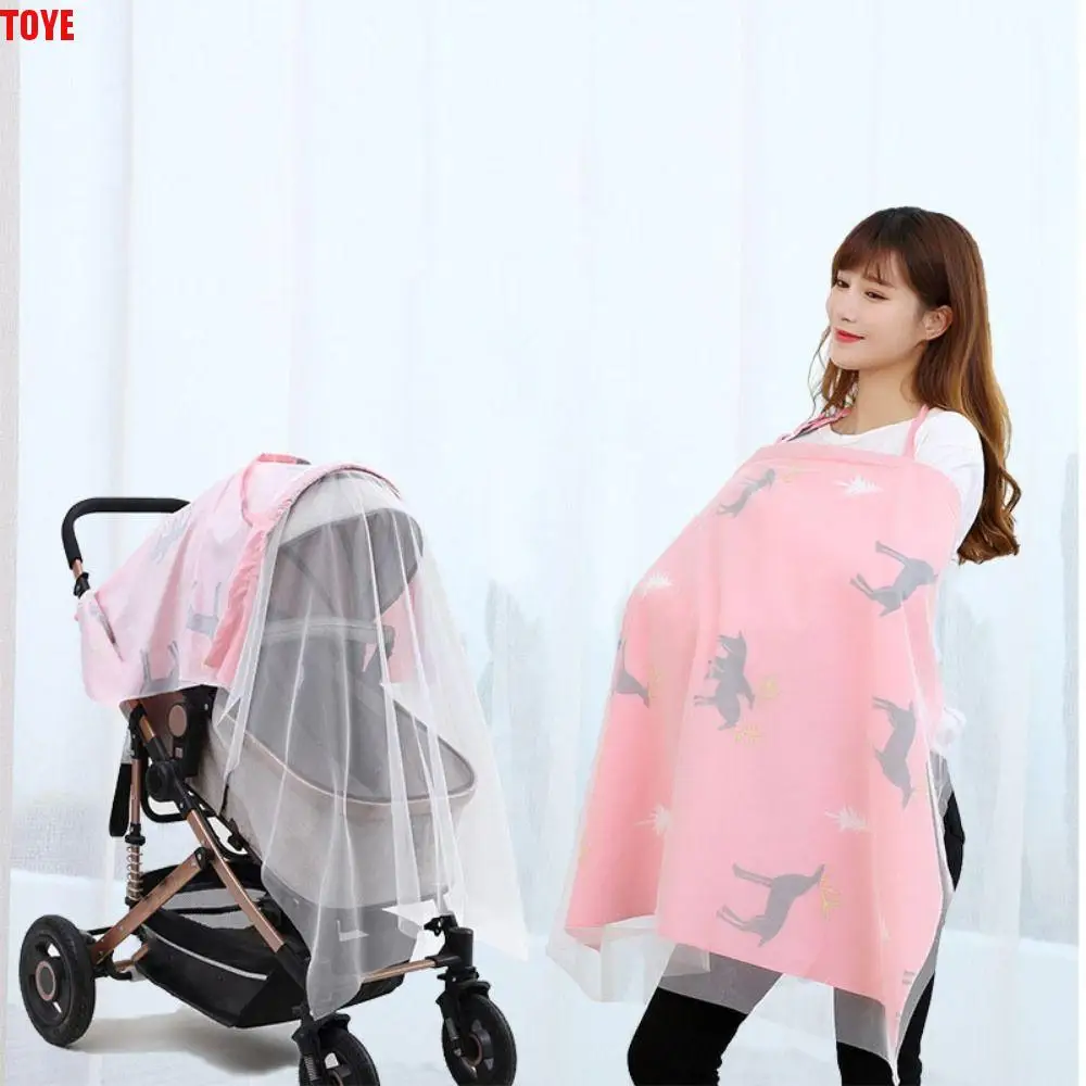 

Print Breastfeeding Cover Double Layer Mesh Outdoor Nursing Cover Baby Stroller Mesh Cover Cotton Baby Stroller Blanket Outdoor