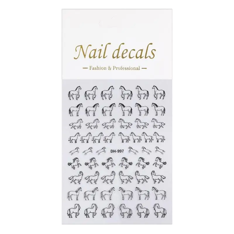 Nail Stickers Embossed Nail Stickers DIY Nail Art Decoration Manicure Sticker Cute Cartoon Minimally Hand-painted Pony