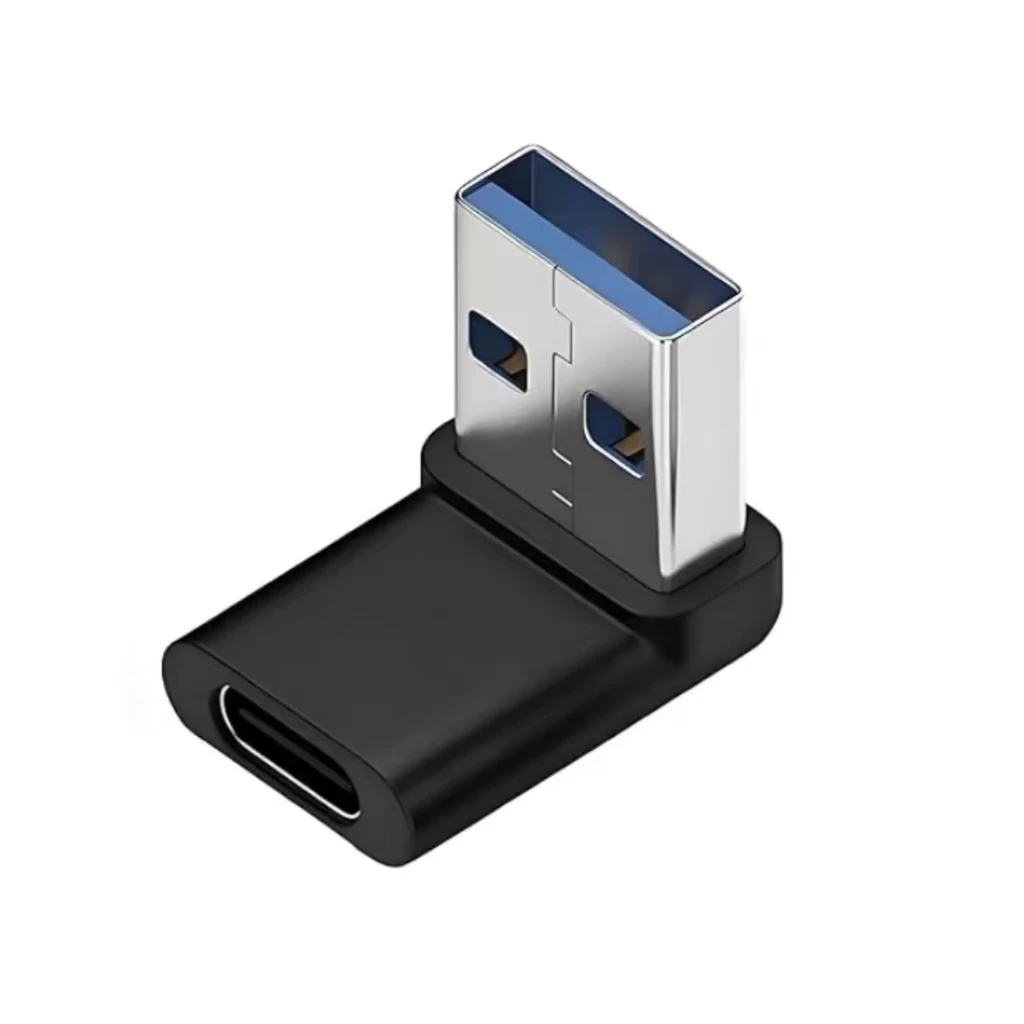 90 Degree Right Angle USB‑A Male to Type‑C Female Adapter USB3.1 Gen2 10Gbps Forward & Reverse Direction 2 Styles Optional