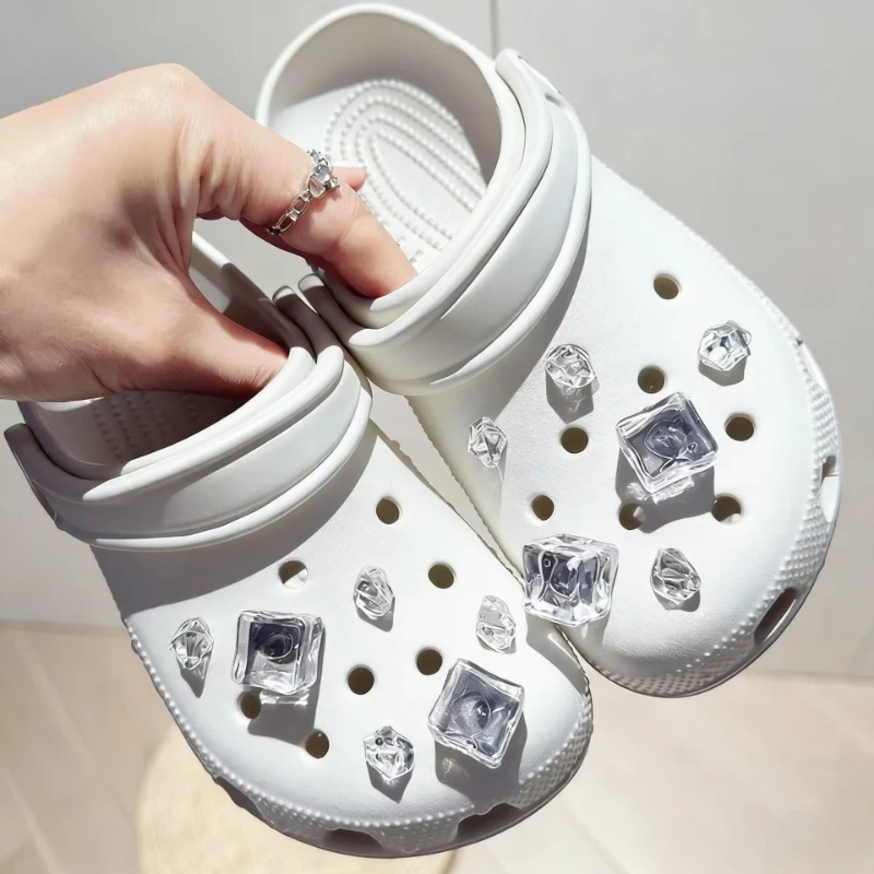 Girls Creative Ice Cube Shoe Charms Set DIY Garden Quality Designer Hole Shoes Accessories Gift Simulation Garden Decoration