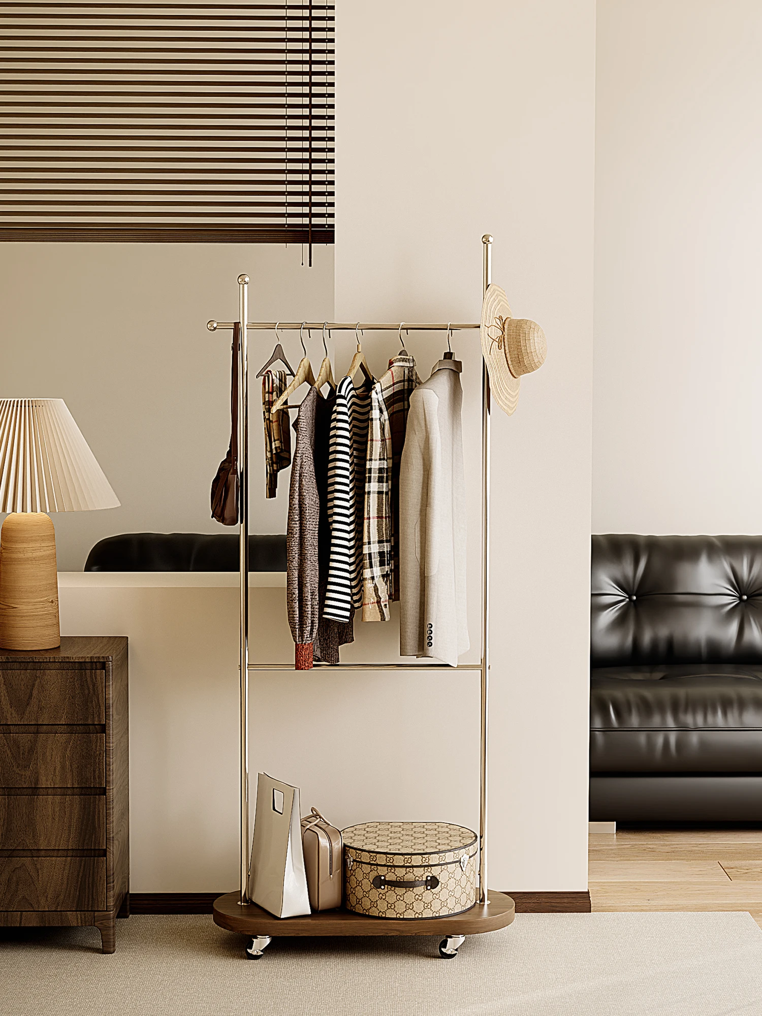 

Floor-to-ceiling hanger 2025 new simple shelf removable drying rack light luxury bedroom medieval coat rack