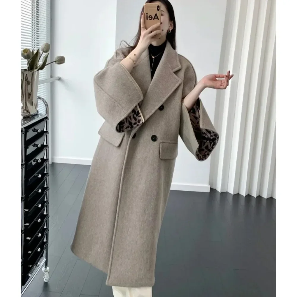 

Women's Alpaca Coat 36% Alpaca 32% Cashmere High Quality Mid-length Coat Zipper Cuffs Classic Fit Women's Winter Catwalk Style