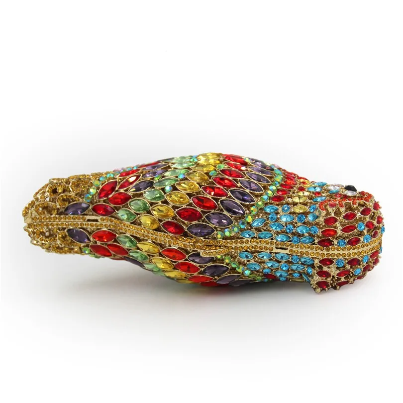 حقيبة يد الببغاء الماسية من ماركيز، حقيبة سهرة بتصميم طيور غريبة مع كريستالات. OEM محفظة طباعة الحيوان المخصصة، منخفضة موك بالجملة f #2