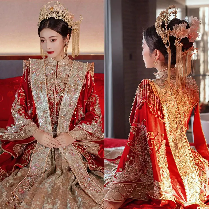 Yourqipao Chinese Xiuhe Wedding Dresses Traditional Hanfu Ming Bridal Gowns 2024 Women Cheongsams Kimono Ancient Custumes Sets