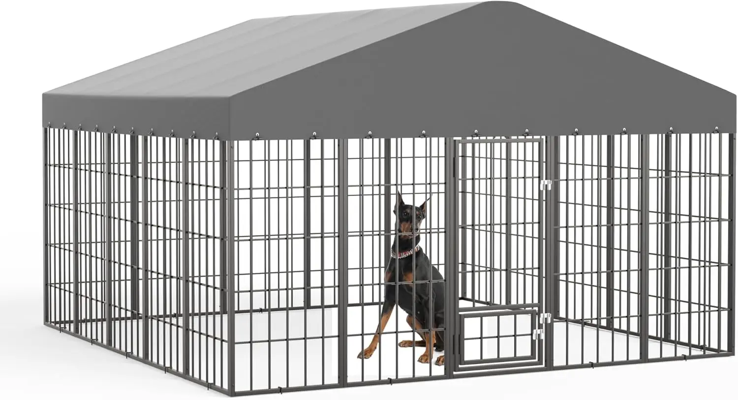 

Уличный вольер для собак 10x10 футов, сверхпрочная клетка для собак с полностью закрытым навесом, антикоррозийный уличный забор для собак