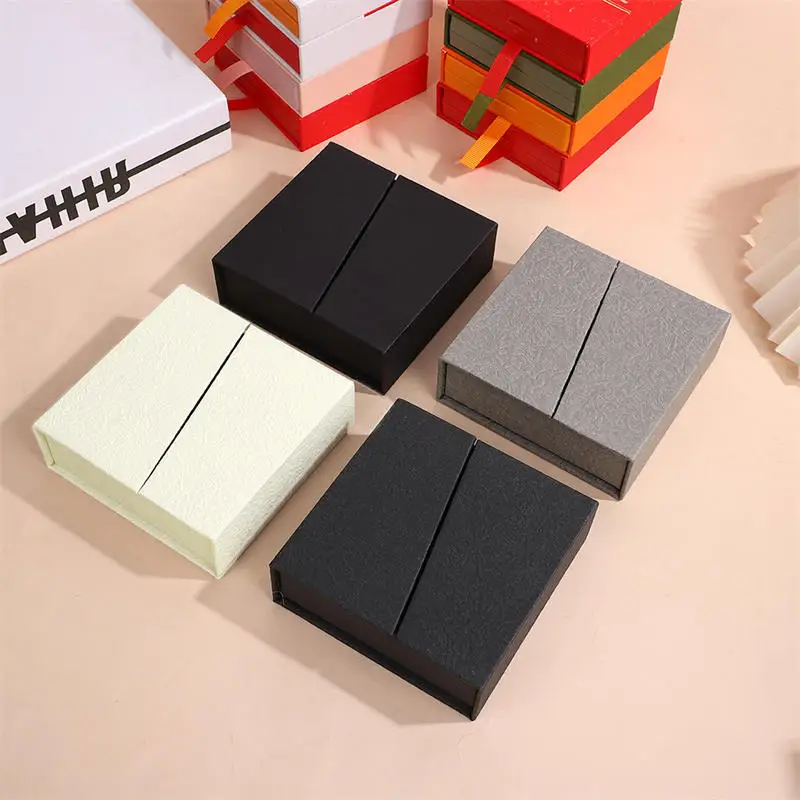 

Magnetic Flip Jewelry Box 1/2PCS Dual Opening Thick Kraft Paper Organizer For Earring Necklace Ring Exquisite Gift Packaging