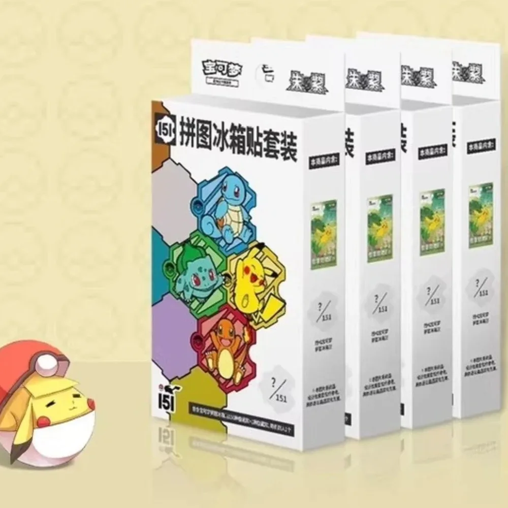 Pokemon PTCG Collected 151 Fridge Magnet Gift Box Chinese Gifts Box Trading Cards Jigsaw Fridge Magnets Collectible Blind Boxes