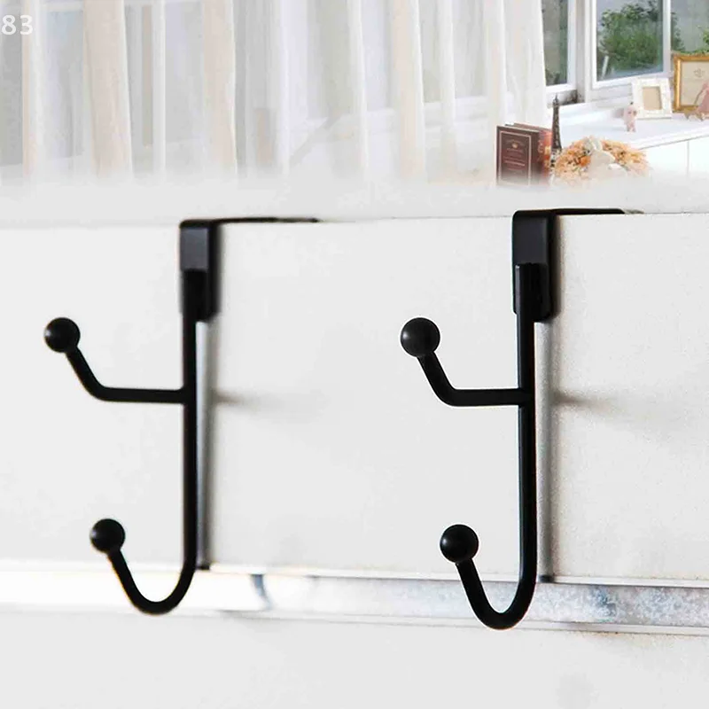 

2Pcs Door Back Hooks Double Heavy Duty Hanger Hooks Bathroom Organizer Rack Clothes Hat Towel Hanger Bathroom Accessories