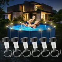 6 Packages Solar Pool Light Frame on The Ground for Swimming Pool Outdoor Pool Fence Decorative Accessories Waterproof LED