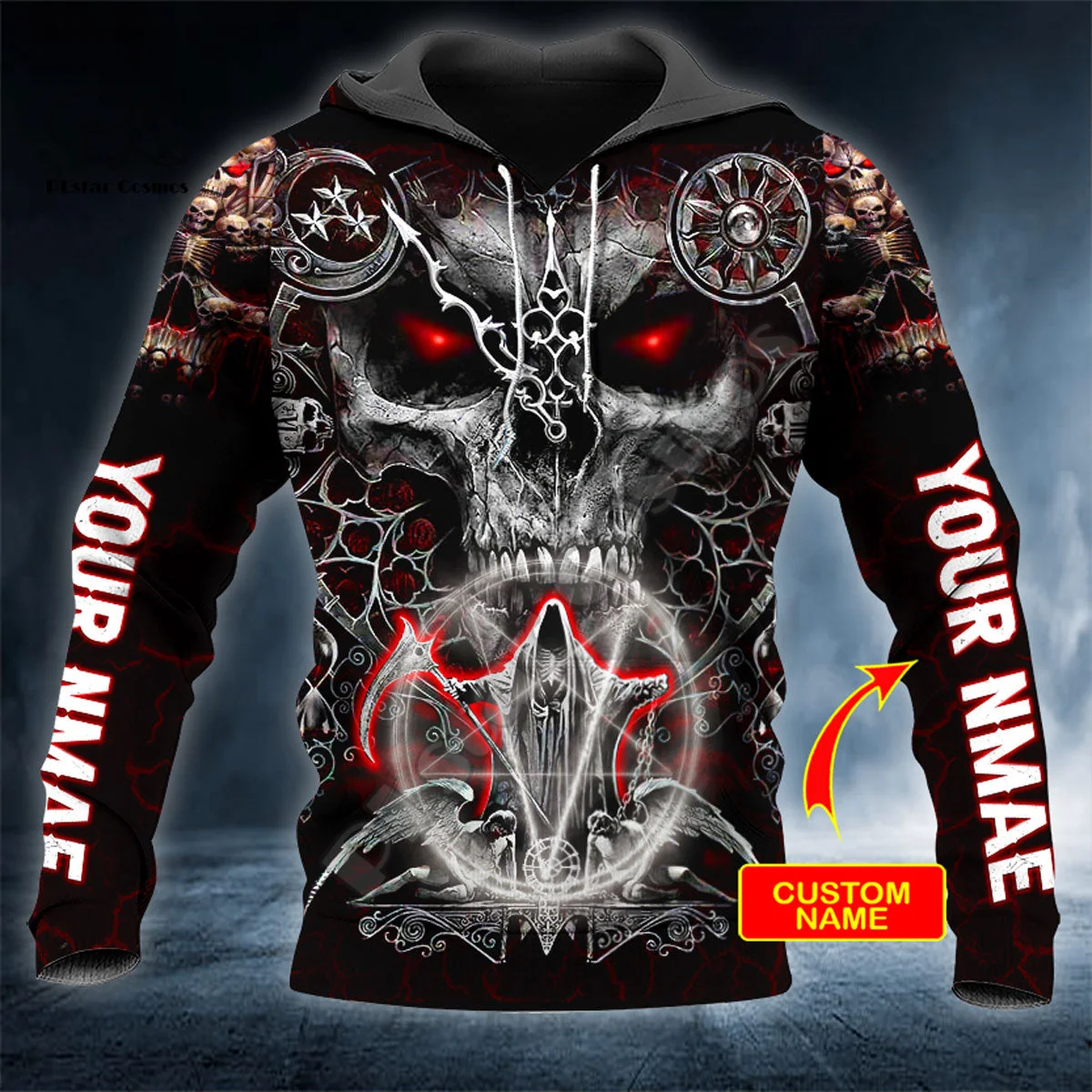 Cosplay Reaper Ghost Gothic Skull Satan Baphomet Devil Retro Long Sleeves Men/Women 3DPrint Harajuku Streetwear Funny Hoodies M5