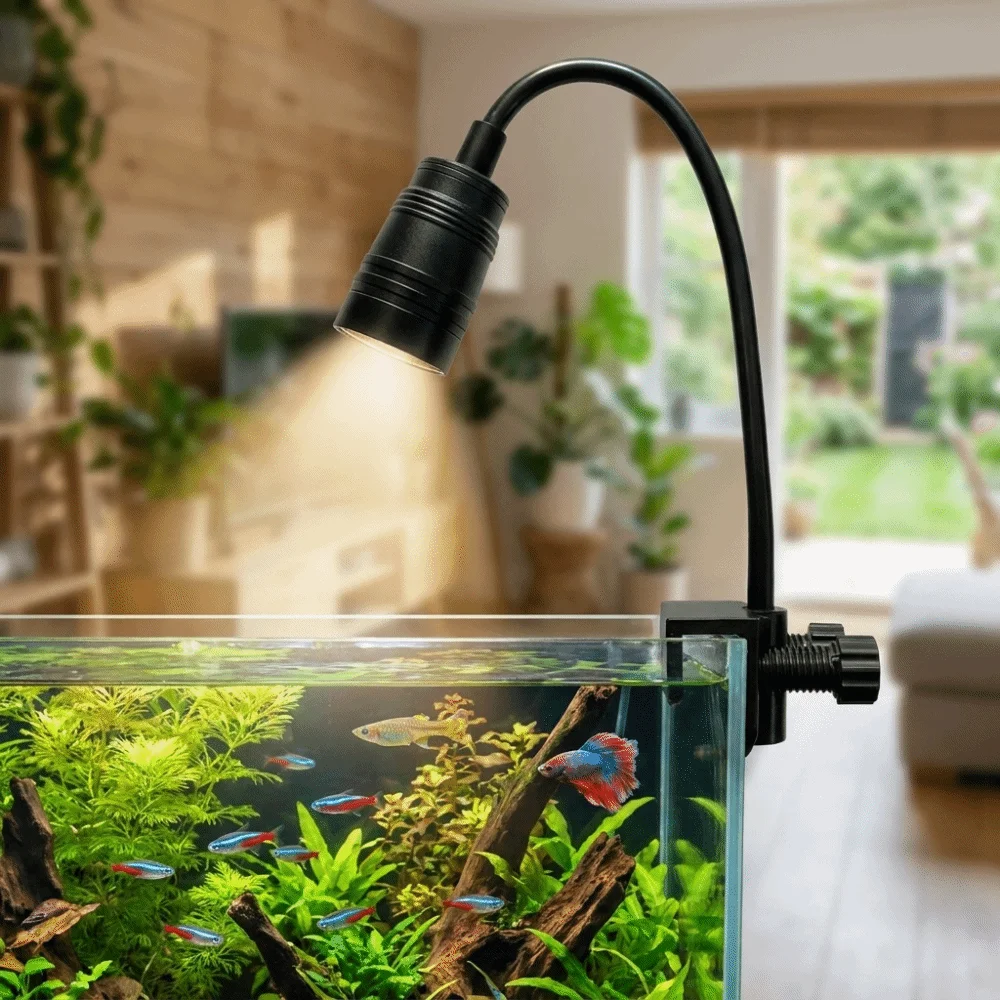 5/6/7W Fish Tank Clip Lamp Aluminum Alloy Variable Focus Clip-on Fish Tank Light Mini Waterproof Adjustable Focus Spotlight