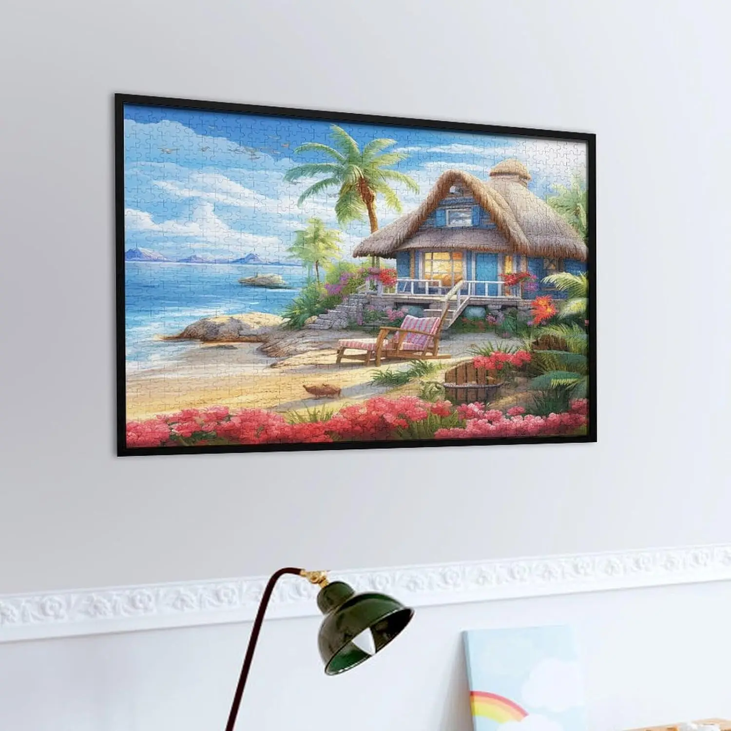 300/500/1000 Stück Strand-Bungalow-Puzzle aus Holz, perfektes Geschenk für Anfänger und Erwachsene, Schlafzimmer, Wohnzimmer, Spielzimmer, Dekoration