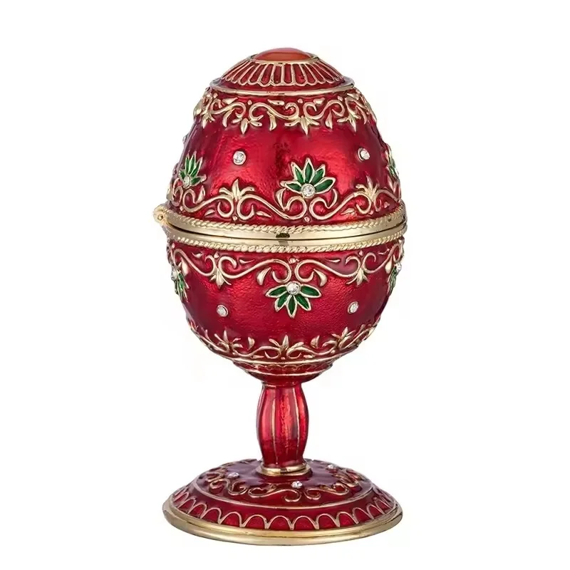 YAFFIL Vintage Russian Crystal Egg Souvenir Jewelry Standing box for family ornaments