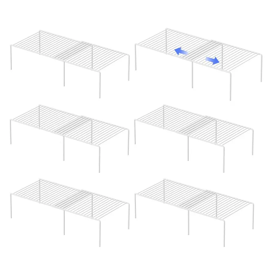 

Cabinet Storage Shelf Rack, Expandable Metal Rustproof Kitchen Counter and Cabinet Shelf, Storage Rack Organizer Space Saver for