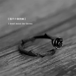 New Fashion Creative Popular Valentine's Day Diarrhea Rings Black Rose Elegant Female Opening Rings R149
